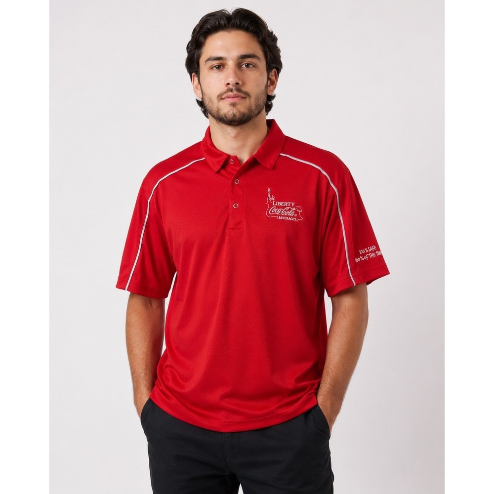 Polo Shirt Coca-Cola Liberty Beverages Red Work Uniform Gorpcore Cozy Mens Large